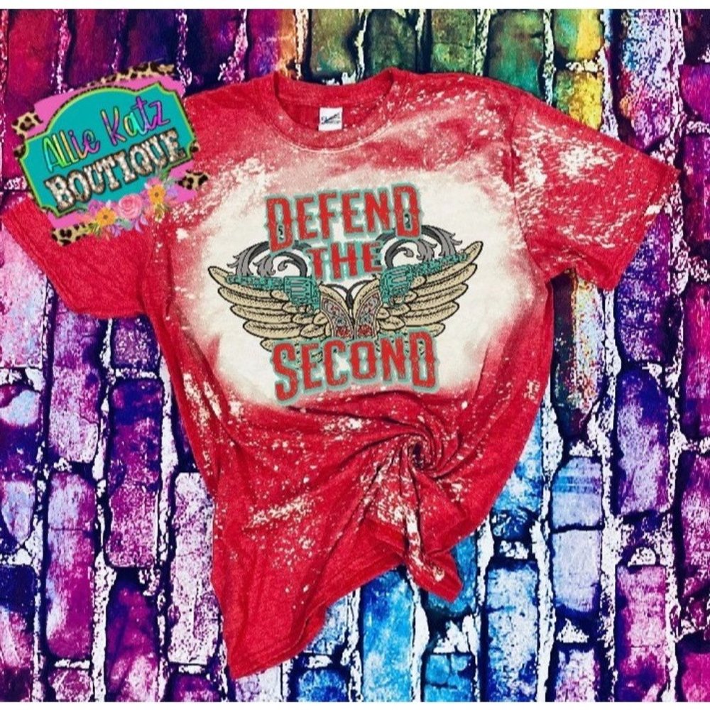 Defend the second bleached T-shirt /pistol tee/wings guns bleached tee/ bleached